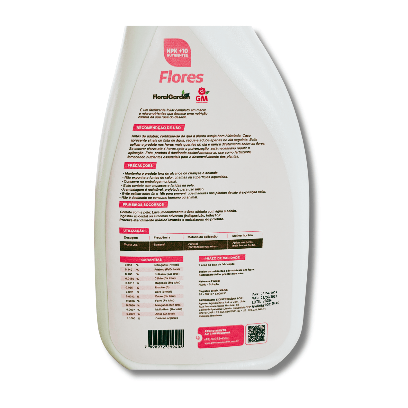 Adubo Foliar - GM Flores 500 ML - Gm Rosa Do Deserto